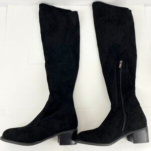 NEW Shoe' n Tale Over the Knee Boots 7.5 Stretchy Faux Suede 38 Zip Chunky Heel